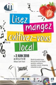 Affiche événement médiathèque d'Arras - 2 juin 2018 - "Lisez,mangez, cultivez-vous local"